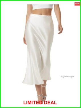 Elegant Satin High Waist Fishtail Skirt Long Silk Midi Skirt